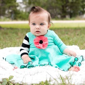 Mint Dress with black and white